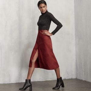 Reformation Red Malone Button-Up Midi Skirt